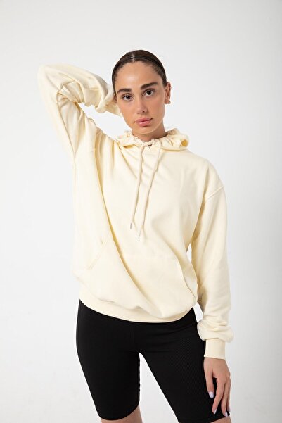 OKULCUBABA Women's Oversize Hooded Kangaroo Pocket Hoodie - 3 Thread Sweatshirt