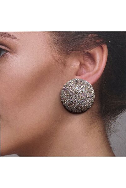 Rupen Kraft أقراط فستان السهرة المستديرة ذات القبة الكبيرة من حجر الزركون