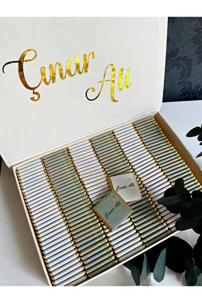 Minemiss Tasarım Kutulu İsme Özel Tasarımlı Kız-Erkek Bebek Çikolatası 100 Ad...