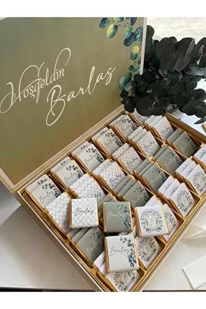 Minemiss Tasarım Kutulu İsme Özel Tasarımlı Kız-Erkek Bebek Çikolatası 60 Ade...