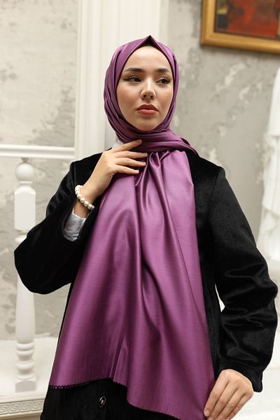 Silk Home Black Double Sided 100% Silk Violet Shawl