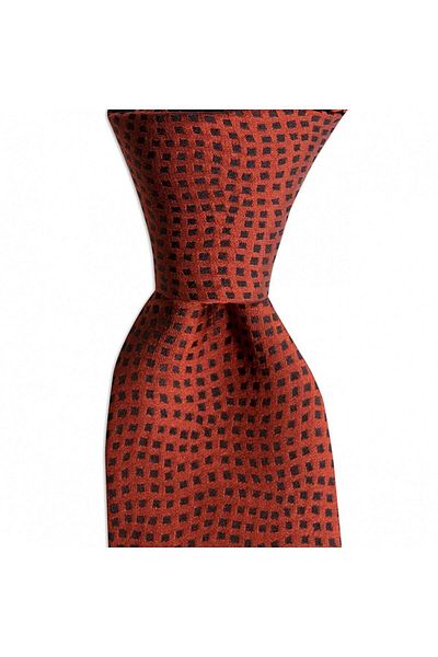 1001 Kravat Brick Color Patterned 7.5 cm Wide Silk Tie