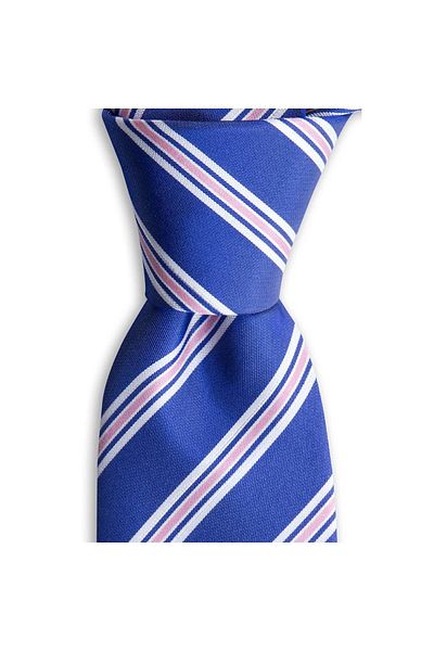 1001 Kravat Dark Blue Striped 7.5 cm Wide Silk Tie