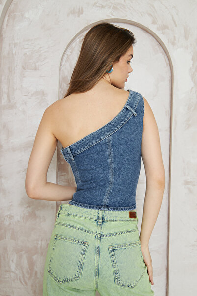 Kutaf Palazzo Dizler Lazerli Kadın Denim Pantolon