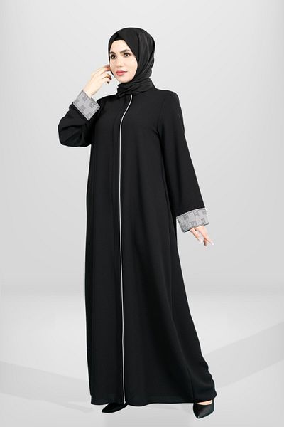 Beyza Μαύρη σωλήνωση με φερμουάρ Ferace 3972 - Λεπτομερής μανσέτα