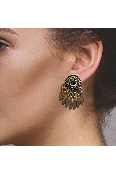 Rupen Kraft أقراط نسائية أصلية متدلية مستديرة من الحجر الأخضر