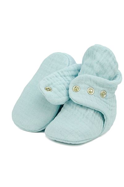 Ella Bonna Organic Cotton Muslin Baby Booties, Newborn Slippers, Mint Green