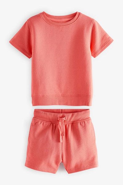 Next Baby Pomegranate Flower Patterned 100% Cotton T-shirt and Shorts Set