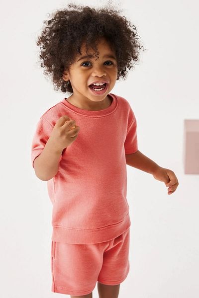 Next Baby Pomegranate Flower Patterned 100% Cotton T-shirt and Shorts Set