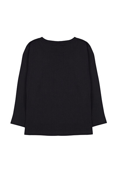 TRENDYOLKIDS Chlapecké černé bavlněné tričko s vesmírným vzorem - Crew Neck Tkdaw25Ts00009