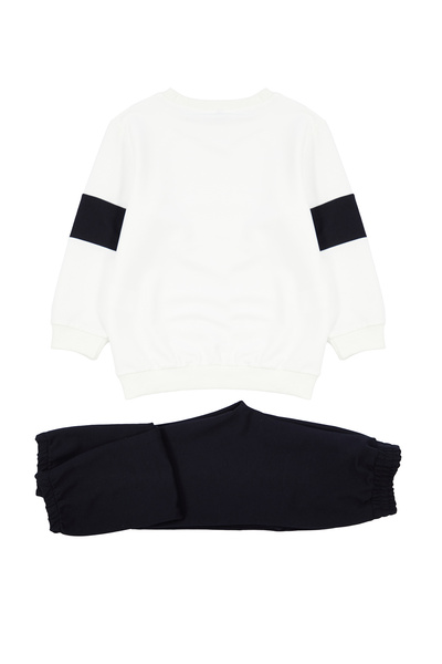 TRENDYOLKIDS Boy's Ecru Cotton Sweatshirt and Sweatpants Set - Color Block, Tkdaw25Au00019