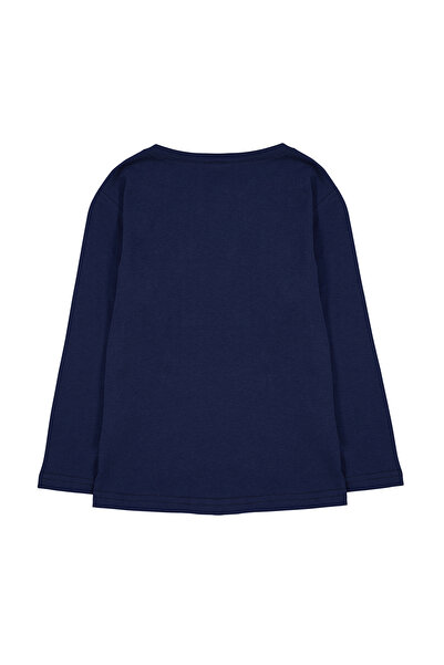 TRENDYOLKIDS Fiú sötétkék sportmintás kerékpáros nyakú póló - TKDAW25TS00009