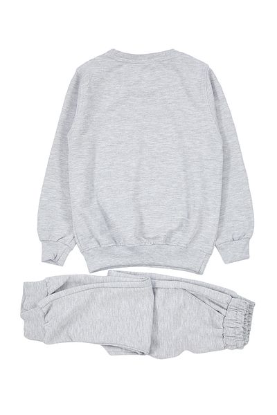 TRENDYOLKIDS Boy's Gray Melange Seasonal Thin Dinosaur Kangaroo Set - Pocketed Tkdaw25au00029