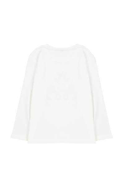 TRENDYOLKIDS Heart Patterned Ecru Girl's Cotton T-Shirt - Crew Neck Tkdaw25Ts00010