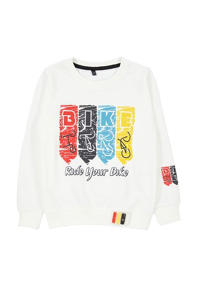 TRENDYOLKIDS Ecru Knitted SWeatshirt - Embroidered and Embroidered Print, TKDAW25sw00007