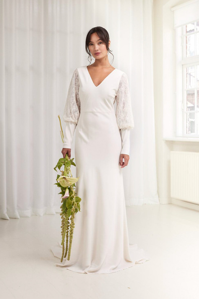 YAS. Rochie cu trenă LS cu guler celebritate YASDOTTEA - S.