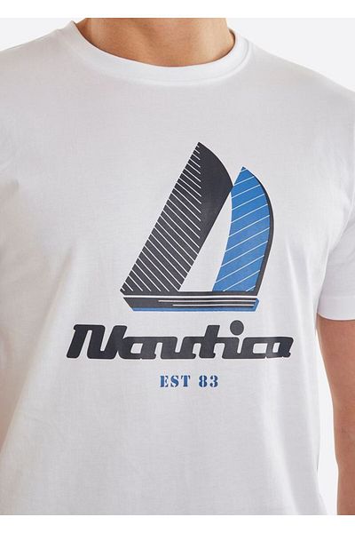 Nautica تي شيرت أبيض للرجال N1I00822