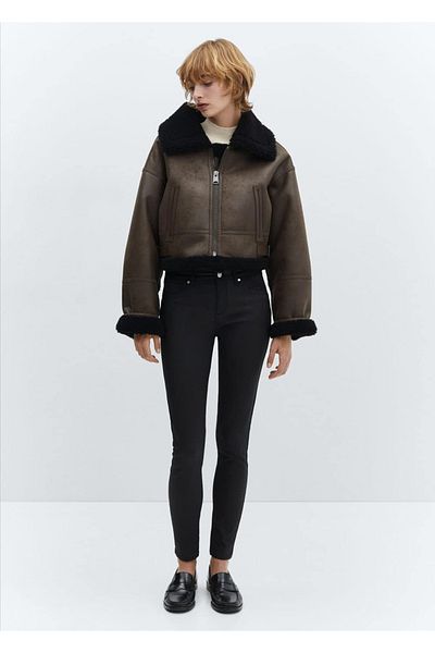 MANGO Woman Waxed Push-Up Skinny Jean Trousers