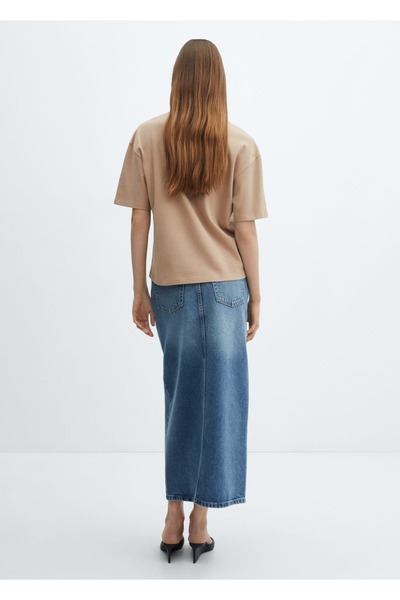 MANGO Woman Pamuklu oversize tişört