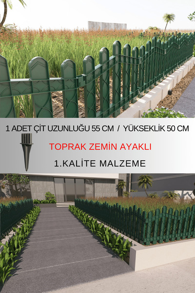 ZiDi Plastik Dekoratif Plastik Bahçe Ve Peyzaj Çiti 1 Adet Çit (Y: 50 CM / G:...