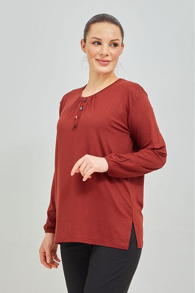 Stilmony Women's Tile Sleeve Elastic Lycra Combed Cotton Blouse