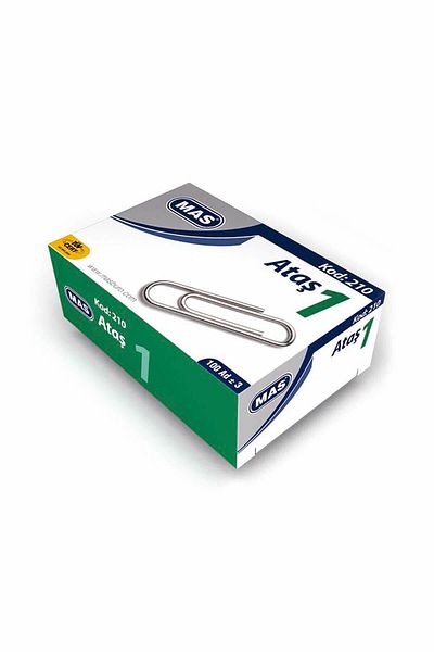 Mas Paper Clip Nickel Coated - No:1 Pack of 100 (24 Boxes)