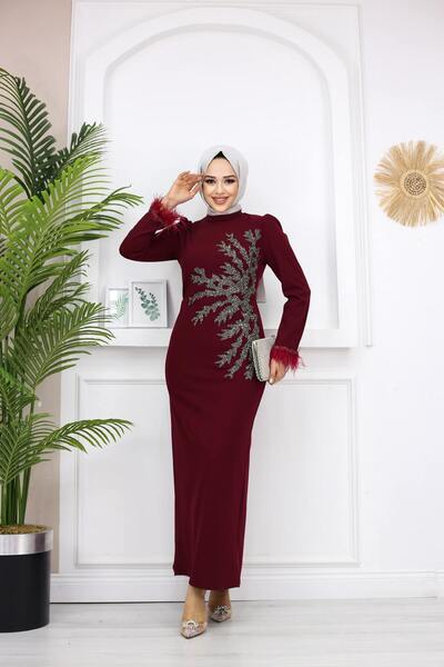 marwella Fadik Tesettür Abiye - Bordo