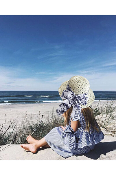 By Piera قبعة بناتي من القش - بفيونكة، موديل 9811