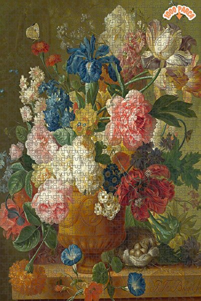 Teona Ahşap Vazoda Çiçekler - Paulus Theodorus Çift Katlı Çerçeveli Asılabili...