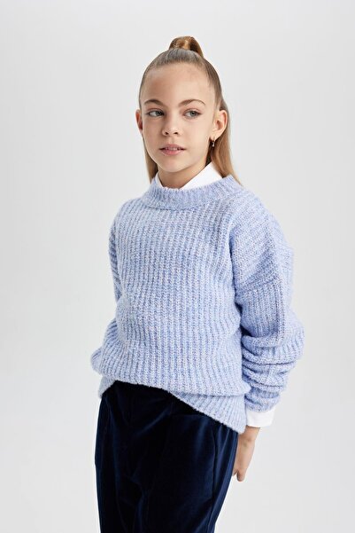 DeFacto Kız Çocuk Bisiklet Yaka Triko Kazak B0244a823wn