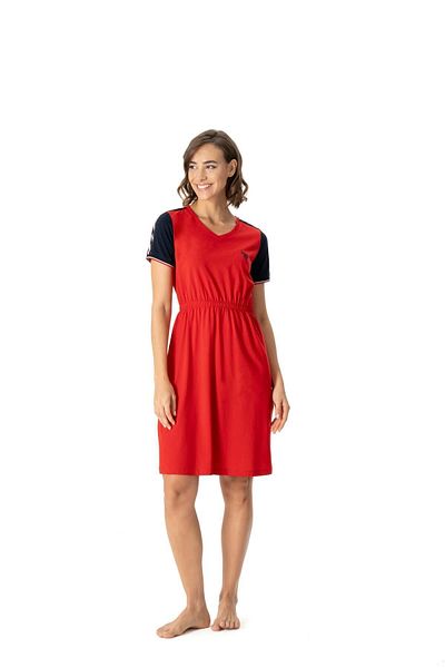 U.S. Polo Assn. Red V-Neck Women's Nightgown - Comfortable Design 17001