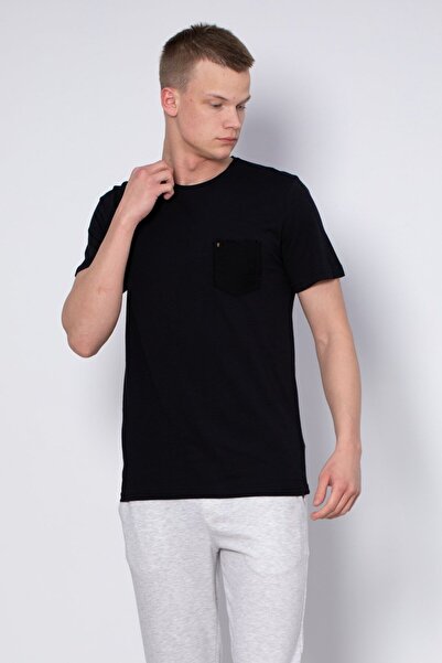 BARRELS AND OIL T-Shirt with Chest Pocket - Black