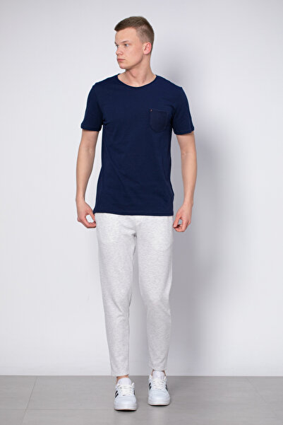 BARRELS AND OIL T-Shirt with Chest Pocket - Indigo