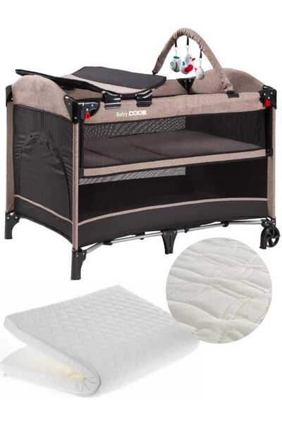 babydoor 2052 Madre Pro Oyun Parkı 70x110 Cm Bebek Beşik Yatak Hediyeli Kahve...