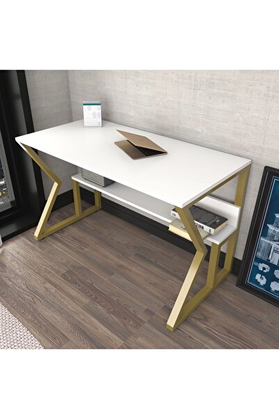 Decorotika DECOROTİKA WAKE ÇALIŞMA MASASI BEYAZ GOLD METAL