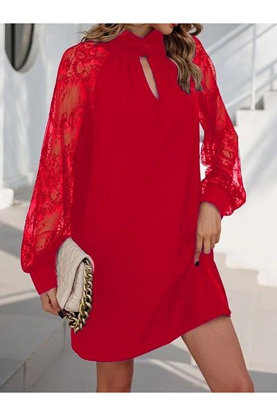 Viyamo Sandy Mini-Length Women's Dress - Long Sleeve and Tulle Detail