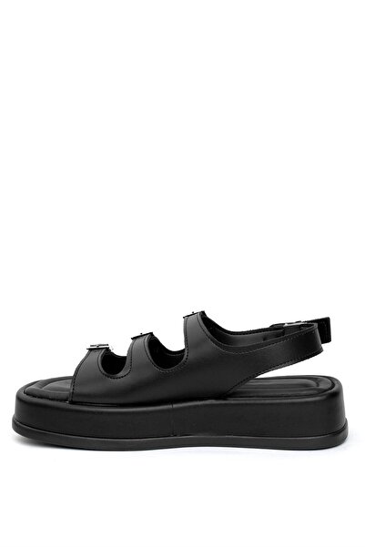 Ayakkabı Fuarı Elite END702 Black Women's Flat Sandals