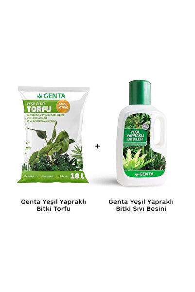 Genta Yeşil Yapraklı Bitki Bakım Seti - Yeşil Bitki Toprağı - Yeşil Bitki Besini