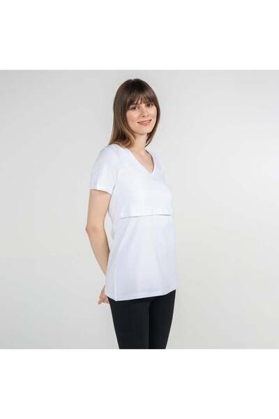 FUNNA MAMMA Μπλουζάκι Θηλασμού με V-λαιμόκοψη - Nora - Λευκό