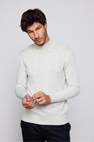 Tudors Men's Slim Fit Slim Fit Half Turtleneck Solid Gray Knitwear Sweater