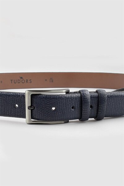 Tudors Чоловічий ремінь зі 100 натуральної шкіри 35 см класичний темно-синій
