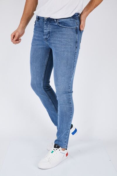 wanted Men's Blue Straight Slim Fit Lycra Skinny Leg Jeans