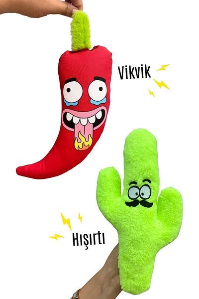 Havhav Mexican Themed Plush Dog Toy Set - Vikvik Toy with Rustle and Cactus Sound