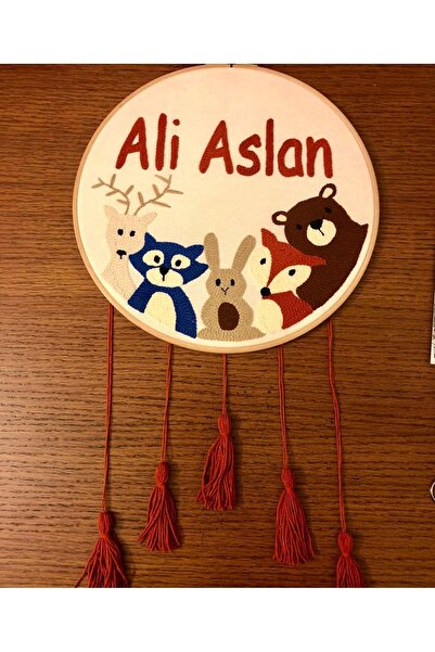 afralya home 30 Cm-bebek-çocuk Odası Isimli Kapı Süsü-punch Nakış Işlemeli Du...