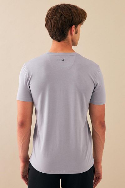 Escetic Ανδρικό γκρι Slimfit αθλητικό μπλουζάκι - Αναπνεύσιμο, χτενισμένο βαμβακερό ύφασμα Modal, O-Neck T0083