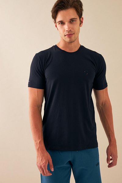 Escetic Μπλουζάκι Navy Slimfit Modal Combed Cotton Sports T-shirt - Αναπνεύσιμο, O-Neck T0083