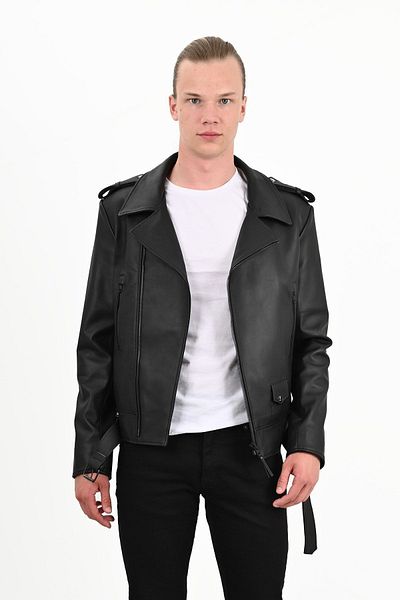 ALİN Eclipse Men's Black Biker Leather Jacket - Genuine Leather