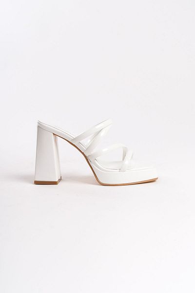 Shoesers White Patent Leather Platform Heeled Wedding Dress - Women's Special Design Wedding Shoes