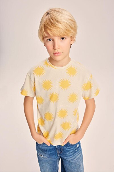 LUESS Παιδικό μπλουζάκι με κίτρινο σχέδιο Oversize κοντομάνικο (2-3 ΕΤΩΝ 7-8 ...