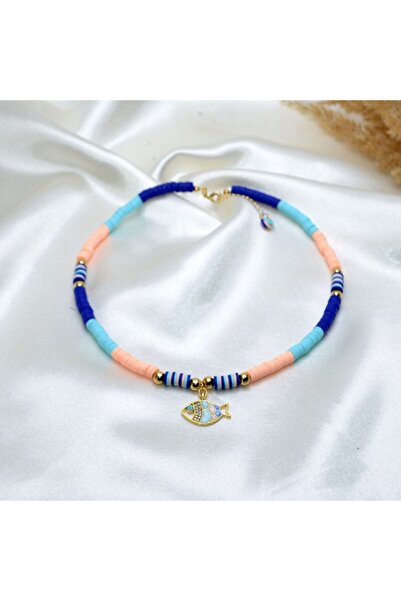 Y&M PERLA ACCESSORİES Kadın Mavi Balık Fimo Kolye